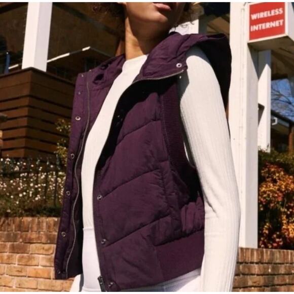 Free People Purple Puffer Vest - Picture 1 of 9
